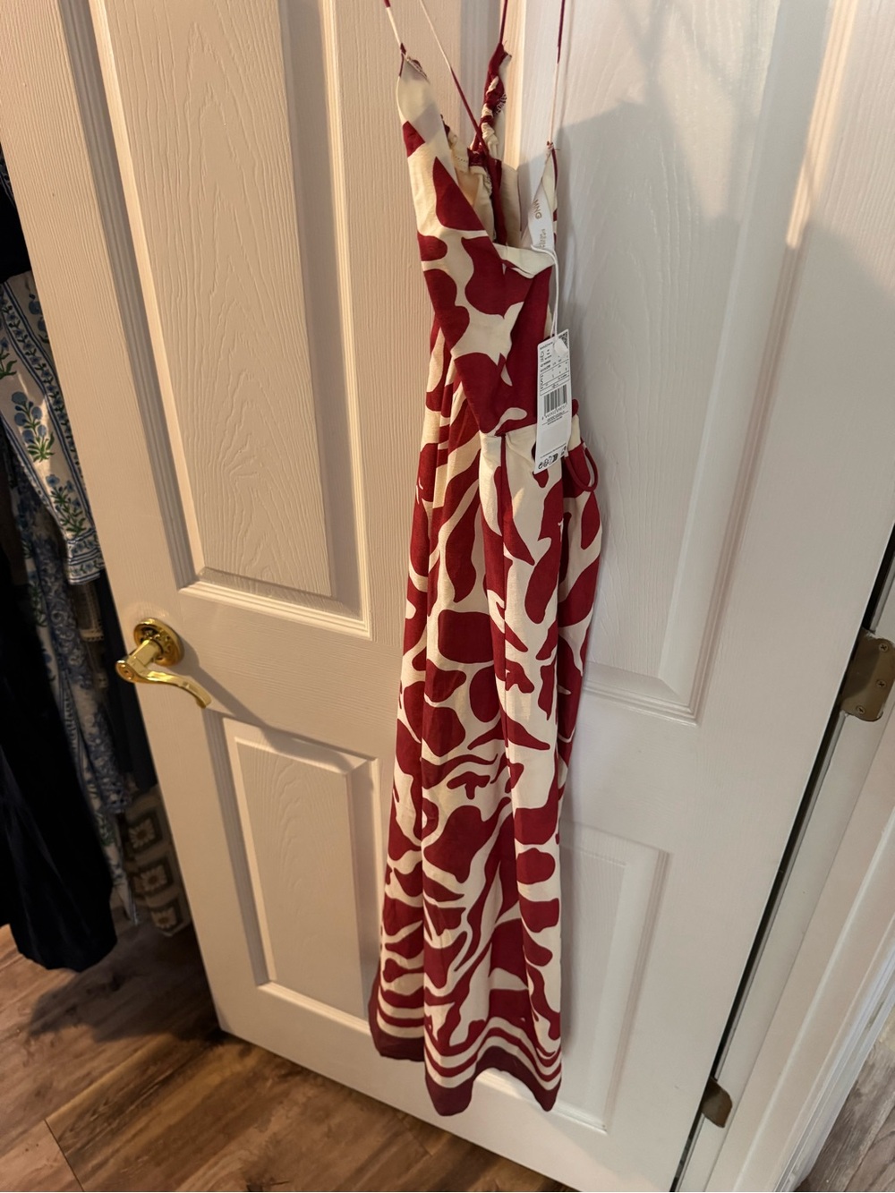 NWT Mango Red and Cream Floral Midi Dress - Picture 5 of 6